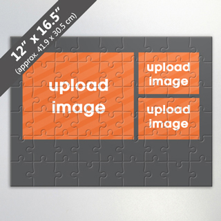 Puzzle With Grey Border And 3 Custom Photos Or Text