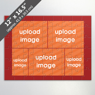 Custom 5 Picture Jigsaw Puzzle With Red Border