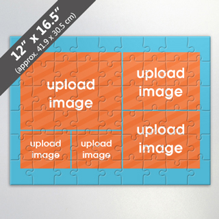 Custom Puzzle With 5 Printed Photos And Blue Border