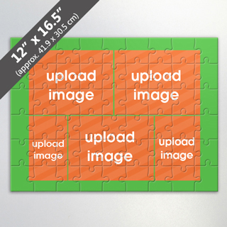 Puzzle With Green Border And 5 Photos Or Custom Text