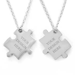 Personalized Engraved Puzzle Necklace, Custom Front And Back